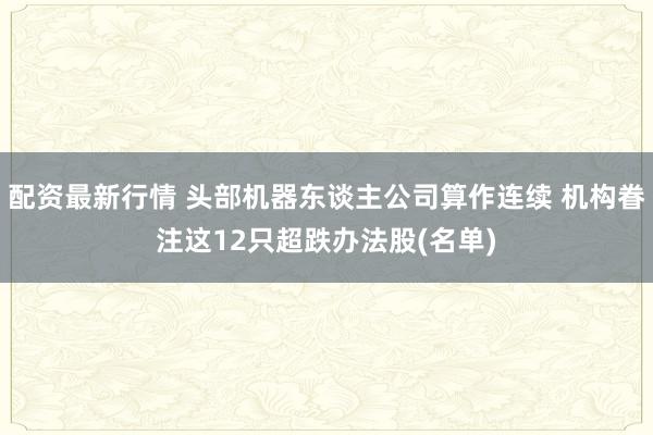 配资最新行情 头部机器东谈主公司算作连续 机构眷注这12只超跌办法股(名单)