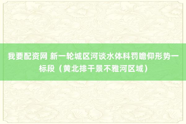 我要配资网 新一轮城区河谈水体科罚瞻仰形势一标段（黄北排干景不雅河区域）