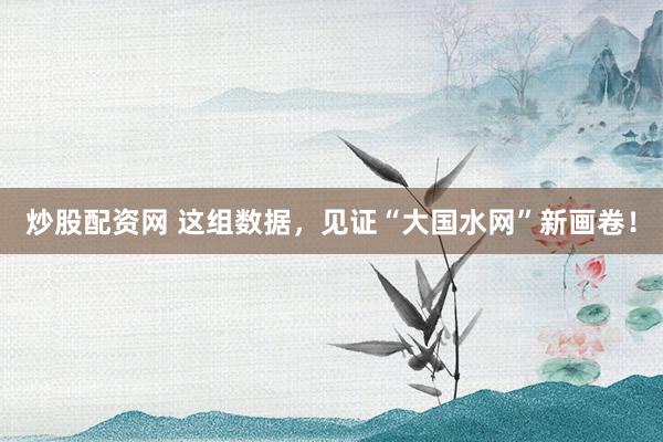炒股配资网 这组数据，见证“大国水网”新画卷！