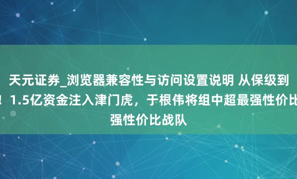 天元证券_浏览器兼容性与访问设置说明 从保级到前六！1.5亿资金注入津门虎，于根伟将组中超最强性价比战队