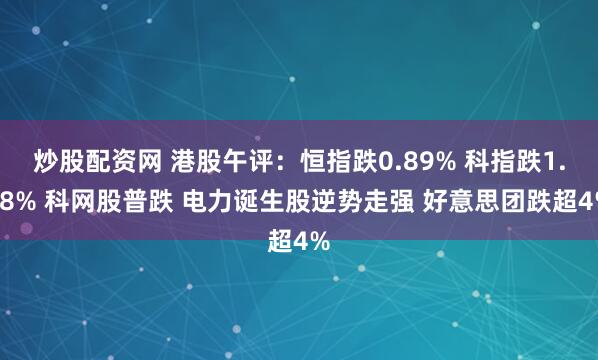 炒股配资网 港股午评：恒指跌0.89% 科指跌1.68% 科网股普跌 电力诞生股逆势走强 好意思团跌超4%