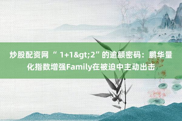 炒股配资网 “ 1+1>2”的逾额密码:鹏华量化指数增强Family在被迫中主动出击
